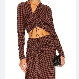 House of Harlow 2 piece brown gingham skirt set 🤎